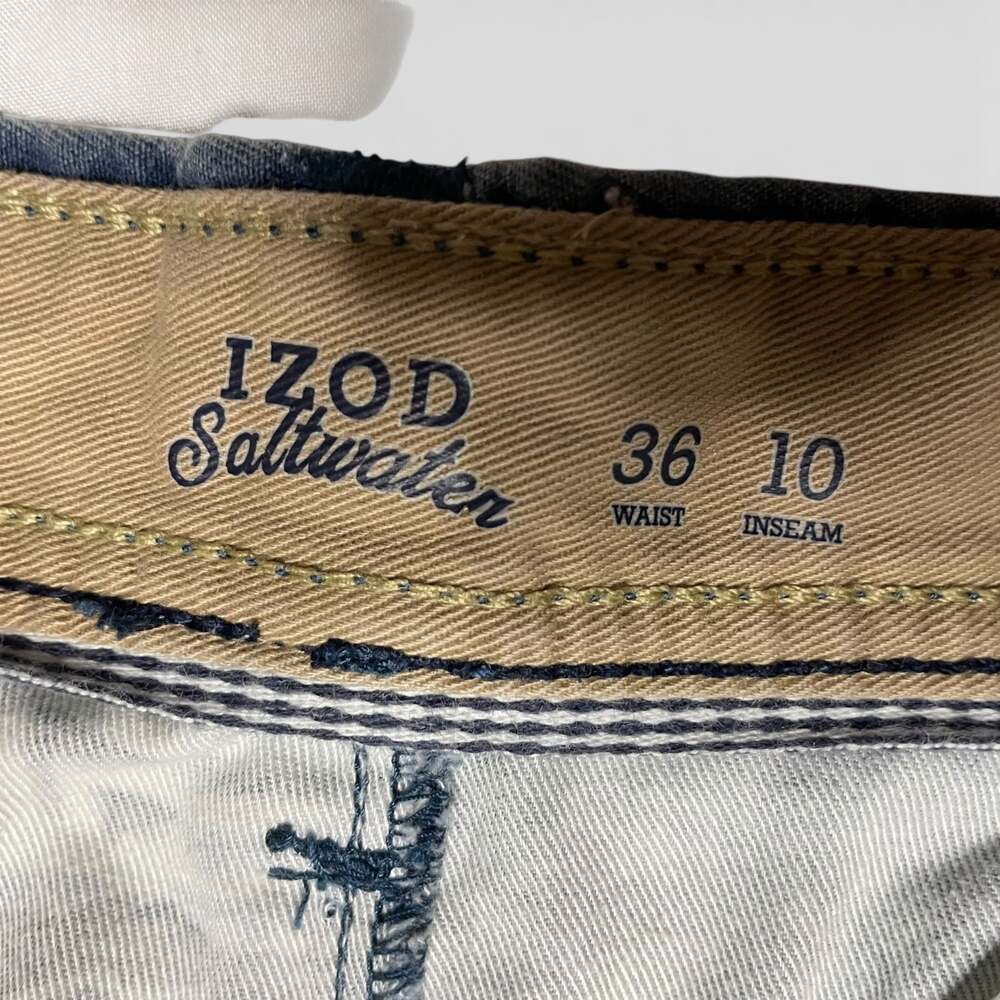 IZOD Saltwater Sailboat Print Shorts Mens 36 Blue Cotton Flat Front - Picture 6 of 7